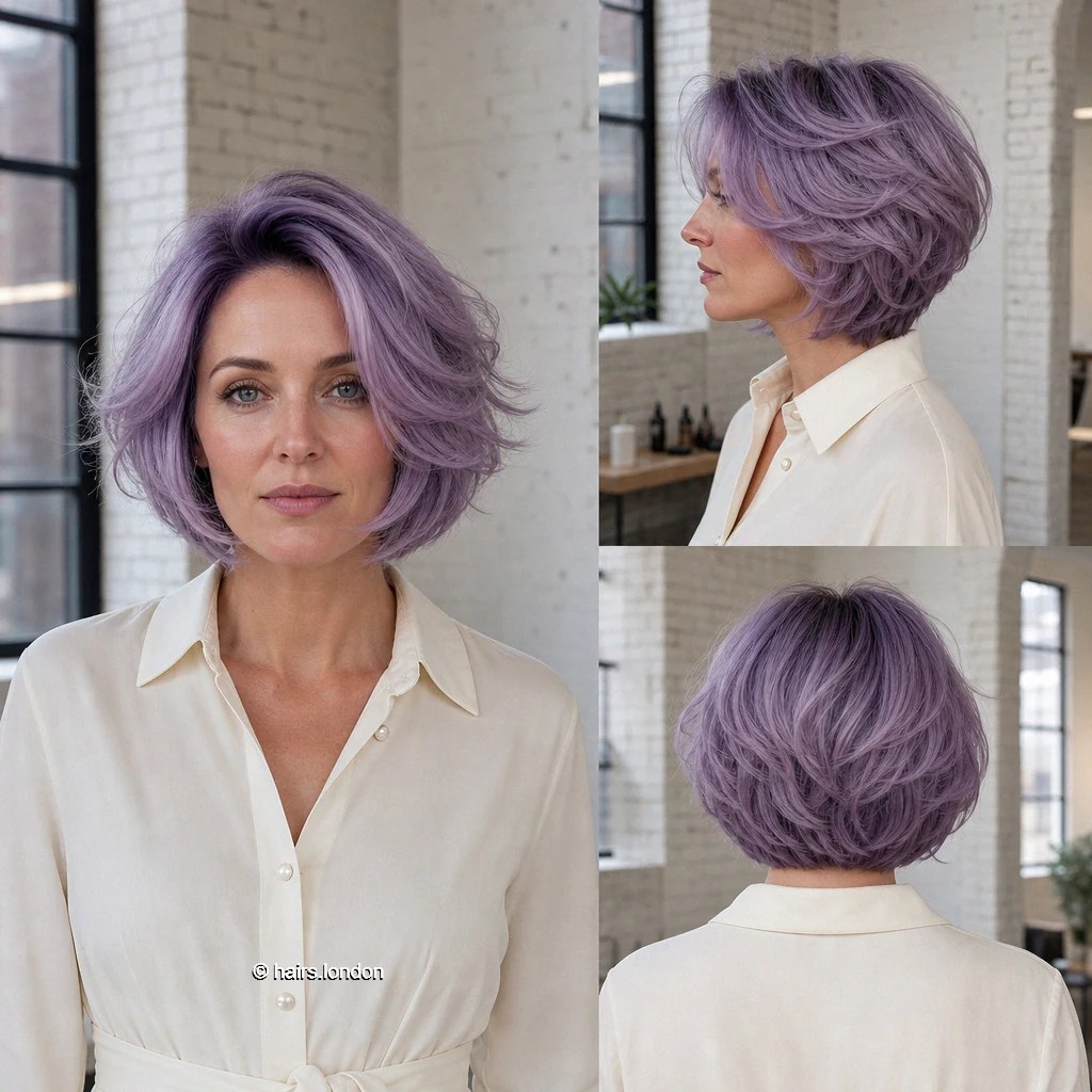 20 Colorful Bob Haircuts: Shapes, Layers and Styling Ideas Lavender Feathered Bob