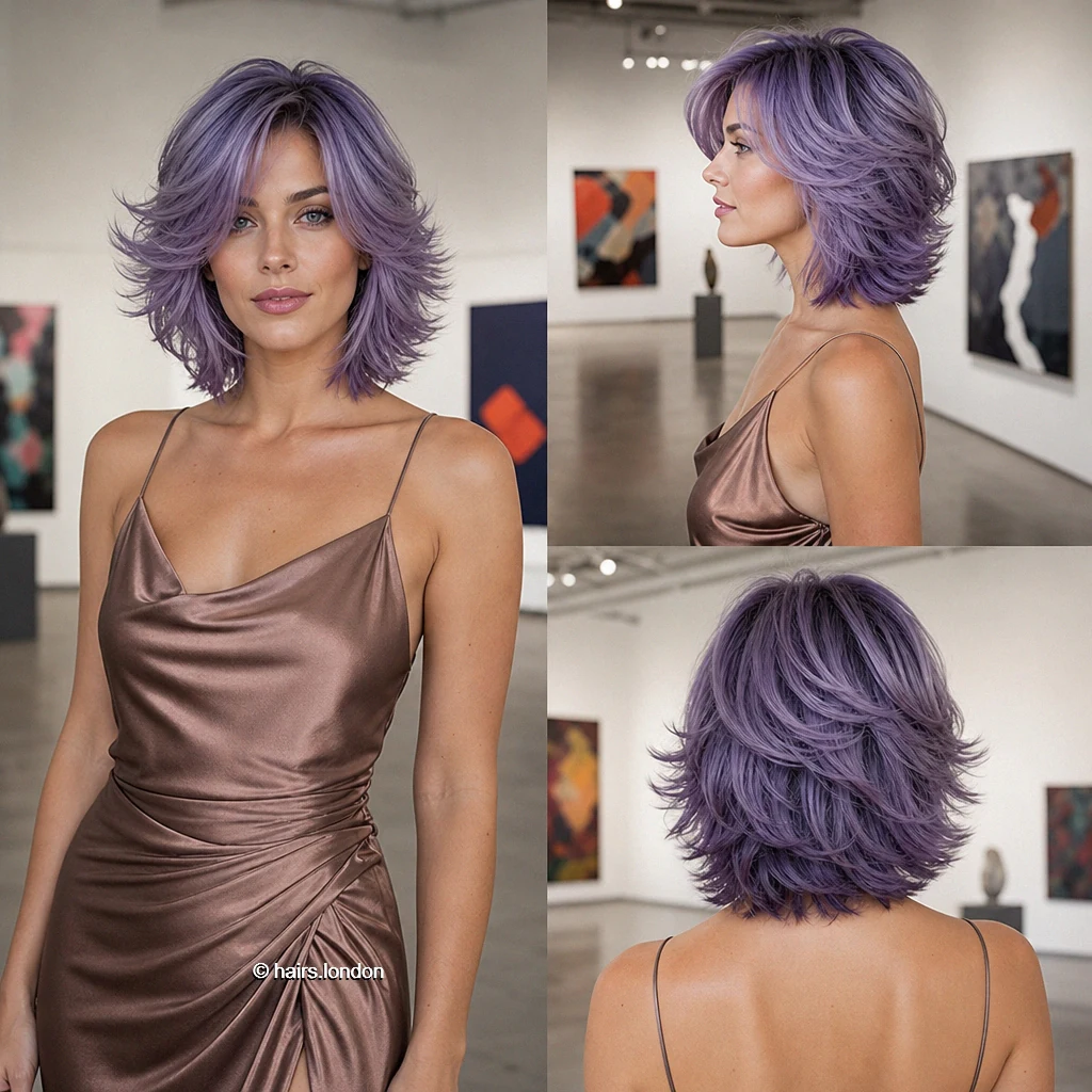 Lavender Feathered Bob