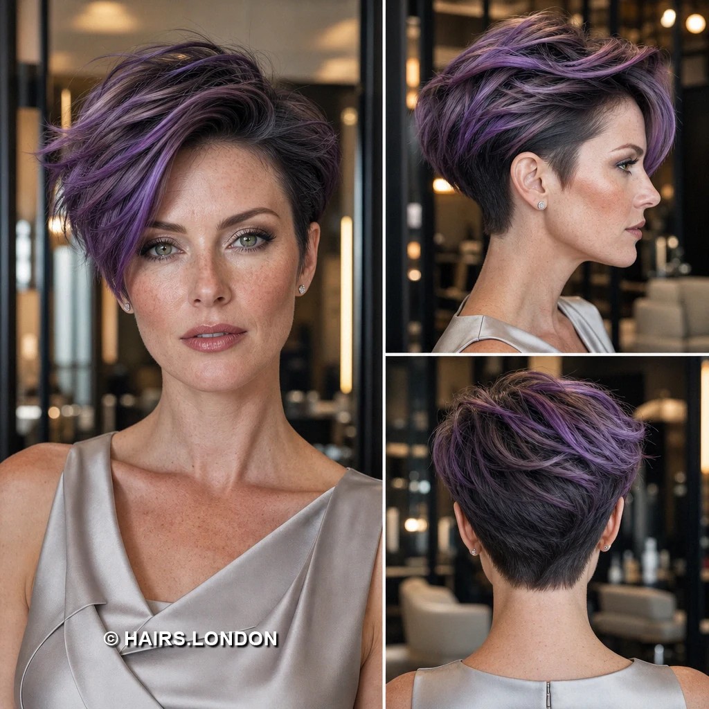 19 Lavender and Purple Pixie Haircuts With Shape, Texture, and Color Lavender Feathered Crown