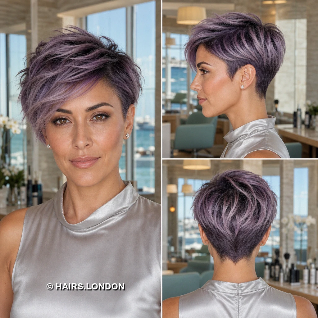 Purple Pixie Haircuts: 12 Ways to Wear a Tapered Crop Lavender Feathered Pixie