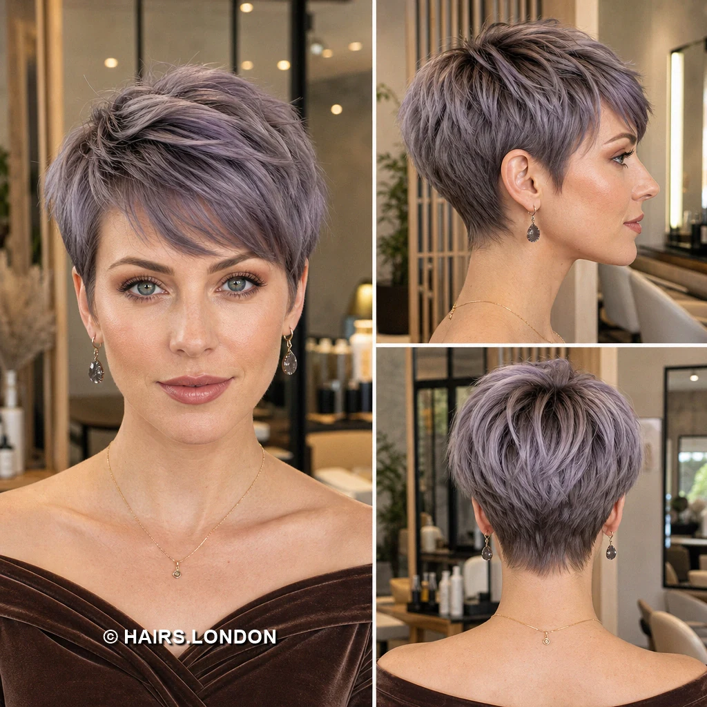 13 Lavender Pixie Haircuts With Swept Fringes, Lifted Crowns, and Soft Tapers Lavender Rounded Taper