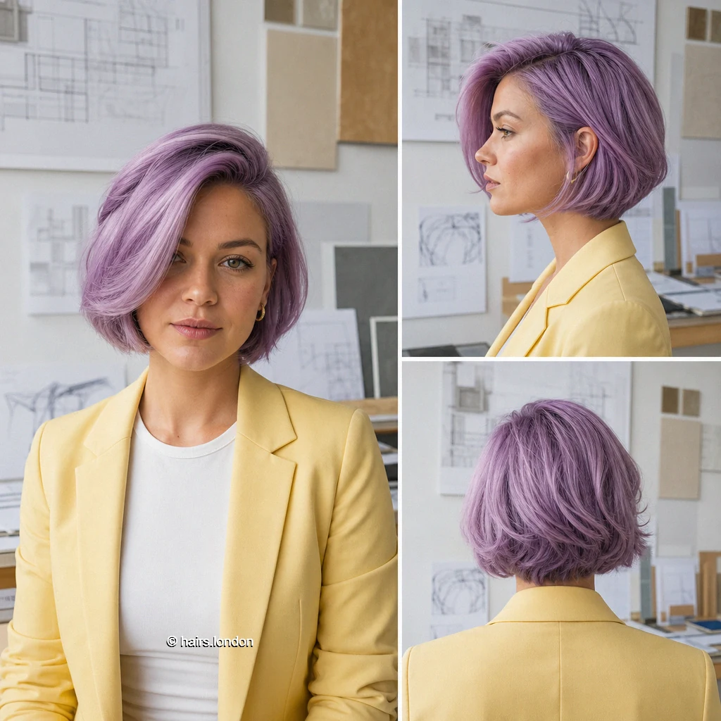 20 Colorful Bob Haircuts: Shapes, Layers and Styling Ideas Lavender Swept Bob