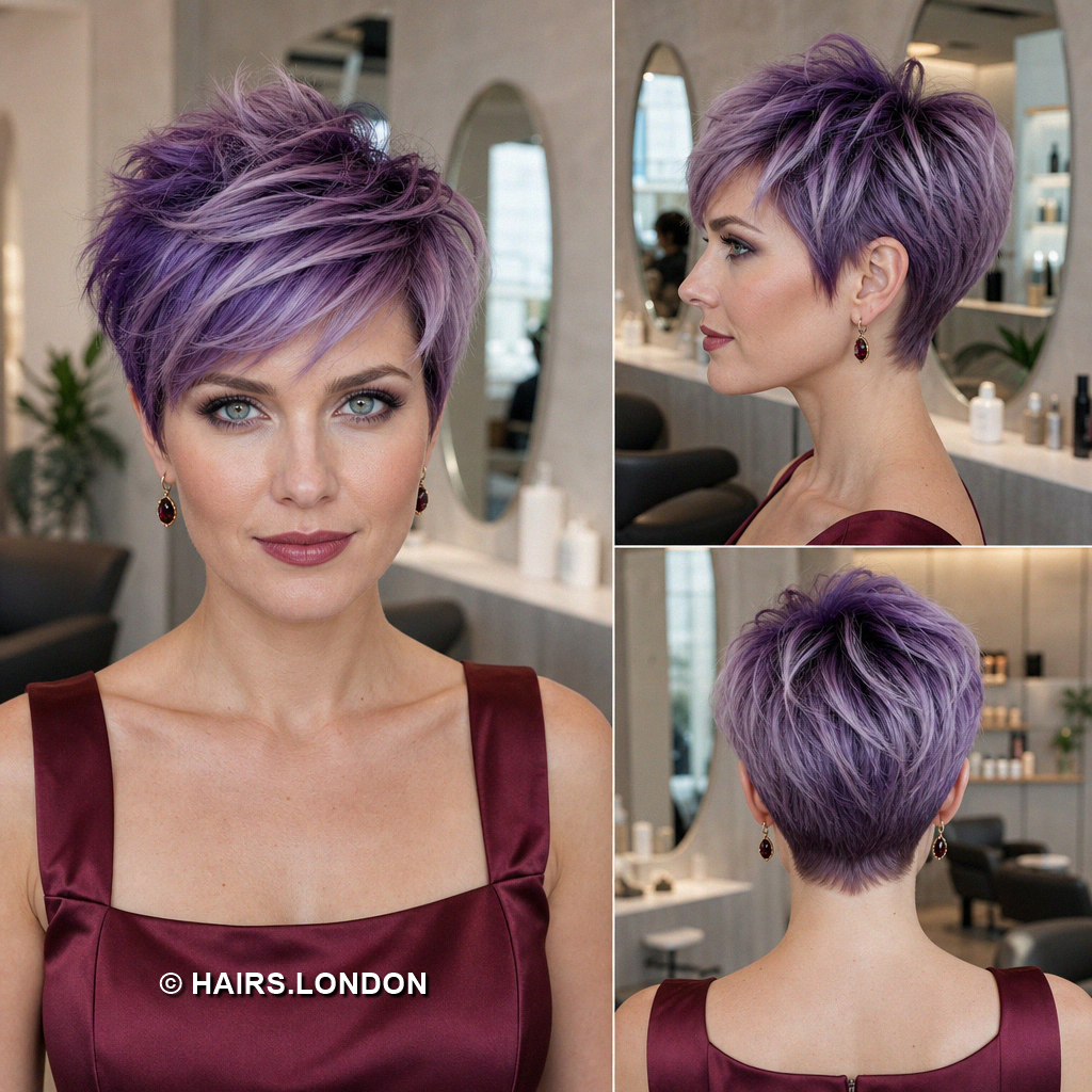 19 Purple Pixie Haircuts with Lavender Layers and Magenta Highlights Lavender Textured Pixie