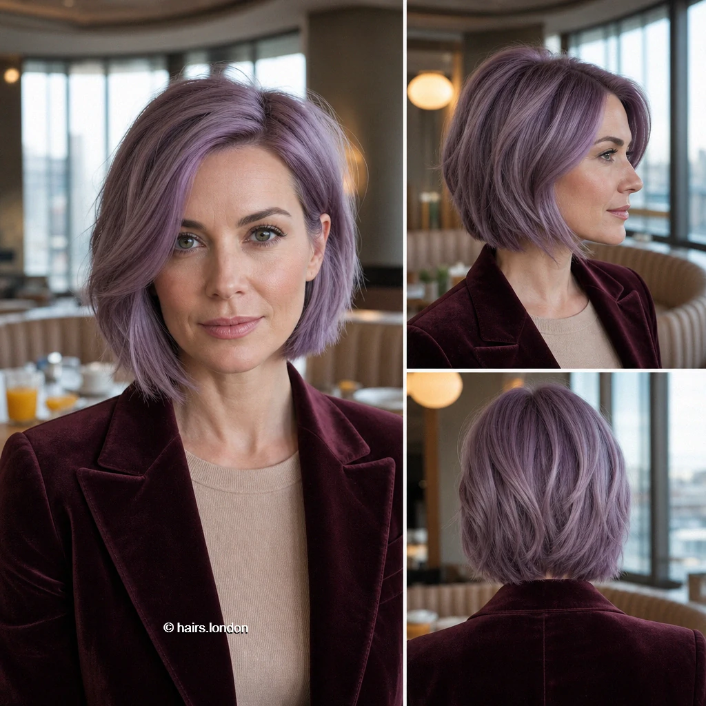 20 Colorful Bob Haircuts: Shapes, Layers and Styling Ideas Lilac Asymmetric Bob