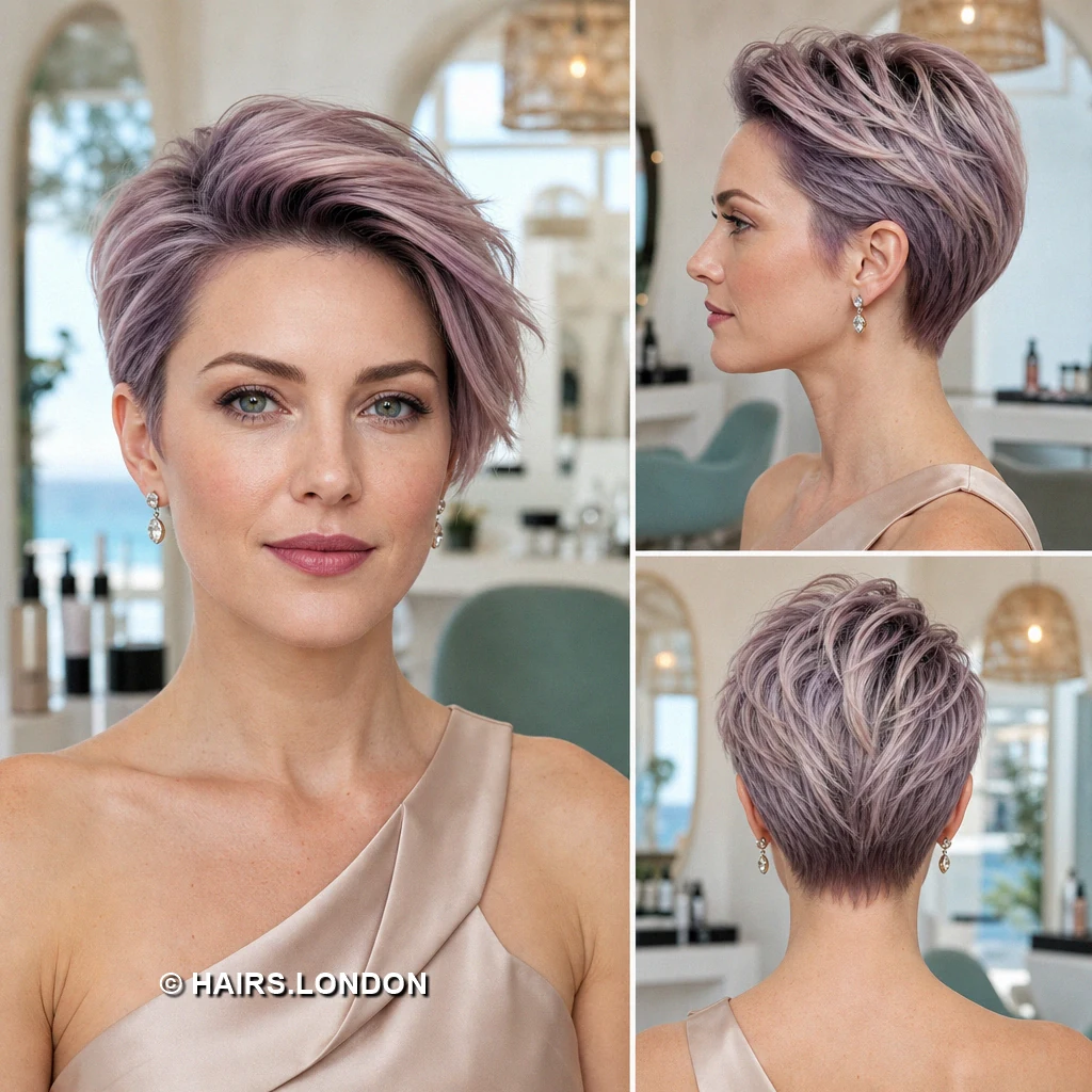 17 Pastel Pixie Haircuts with Soft Color and Textured Shape Lilac Piecey Crop