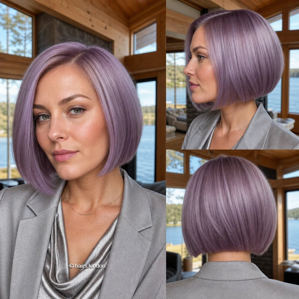 19 Colorful Bob Haircuts, From Pastel Blunt Cuts to Vivid Layered Shapes Lilac Rounded Bob