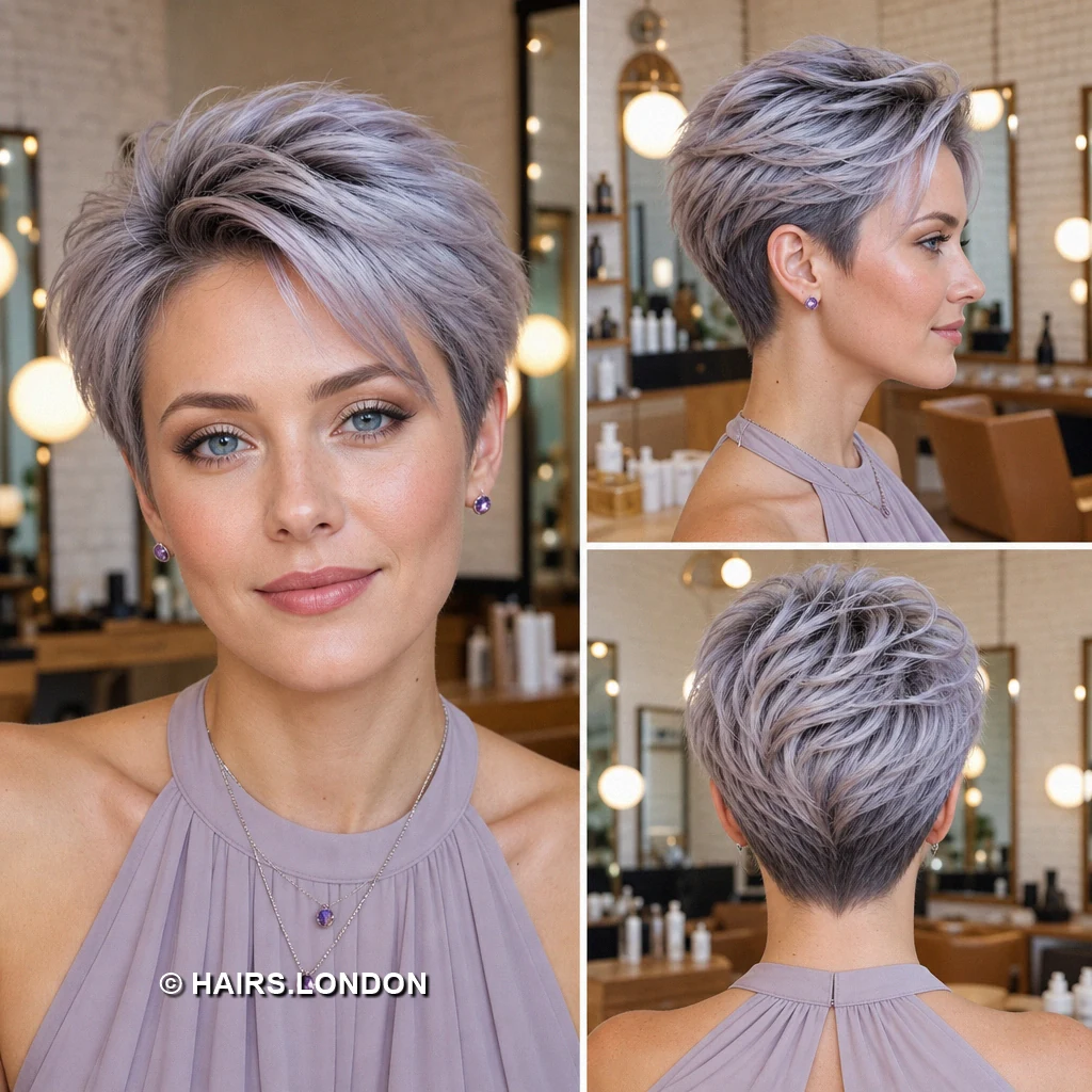 15 Pastel Pixie Haircuts with Tapered Napes and Textured Crowns Lilac Slanted Pixie