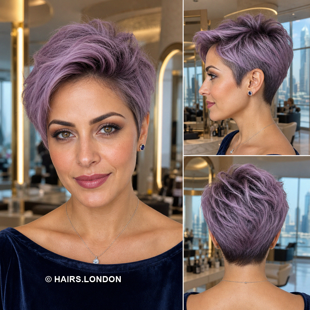 19 Purple Pixie Haircuts with Lavender Layers and Magenta Highlights Lilac Swept Pixie