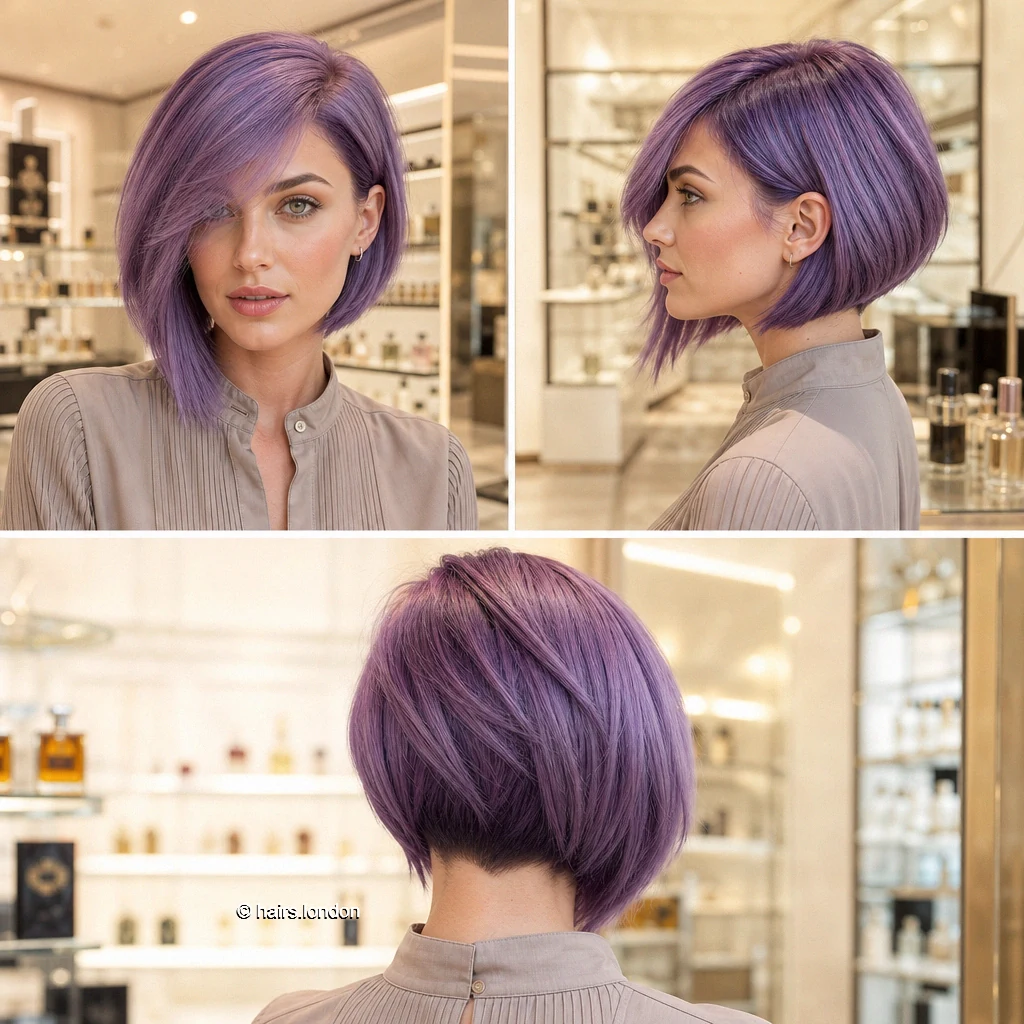 17 Colorful Bob Haircuts, from Sleek Graduated Shapes to Tousled Waves Lilac Tapered Bob