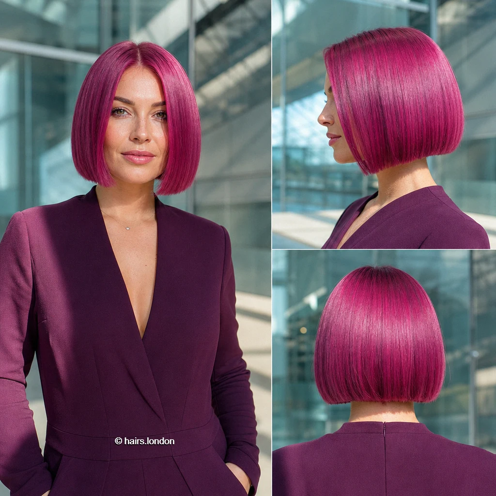 19 Colorful Bob Haircuts, From Pastel Blunt Cuts to Vivid Layered Shapes Magenta Blunt Bob