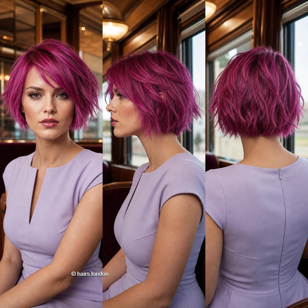 20 Magenta Bob Haircuts: Shapes from Blunt to Shaggy Magenta Choppy Bob