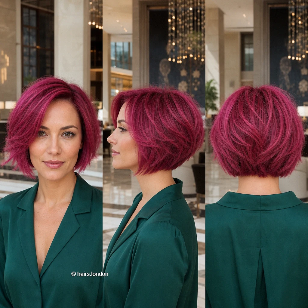 20 Pink Bob Haircuts, From Sleek Jawline Shapes to Tousled Lobs Magenta Crown Bob