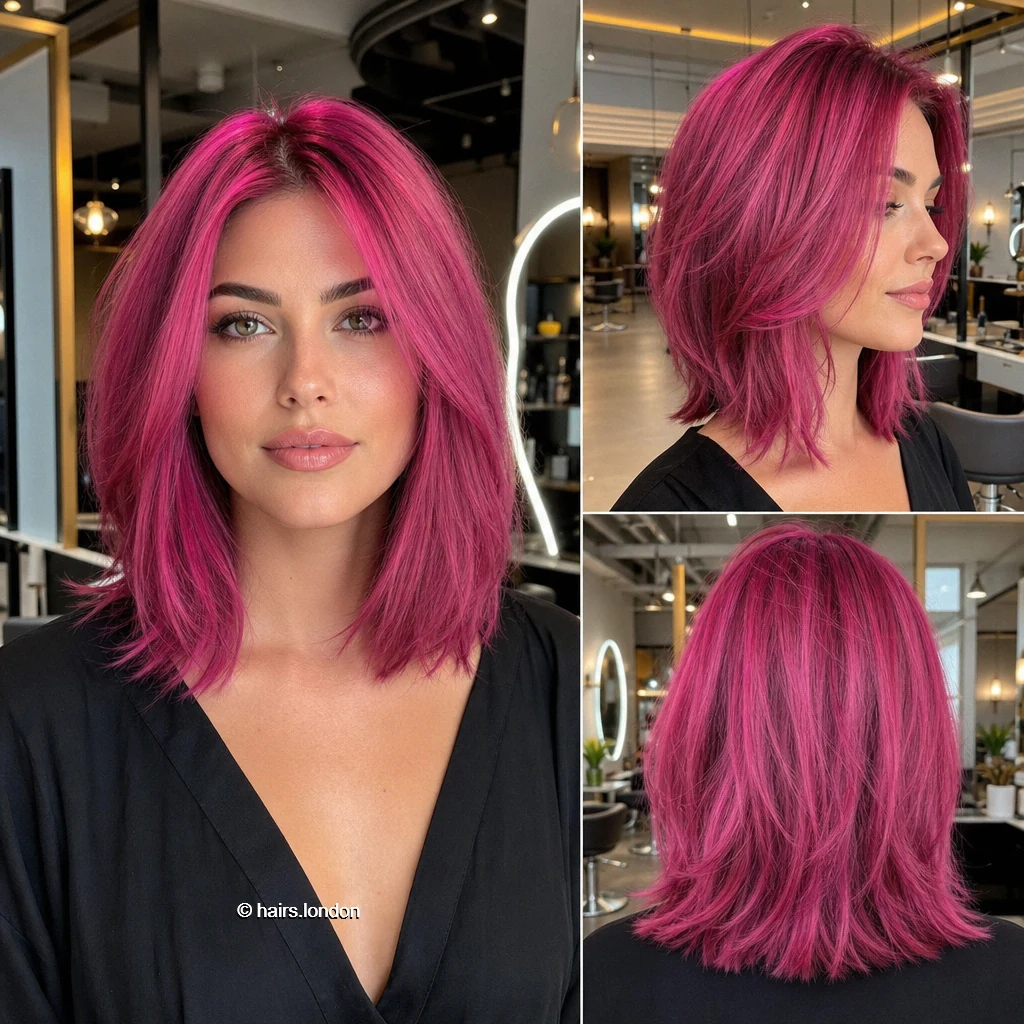 14 Magenta Bob Haircuts, From Blunt Lines to Textured Layers Magenta Feathered Lob
