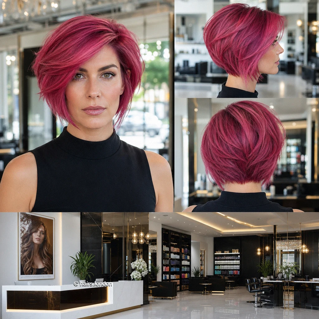 20 Pink Bob Haircuts, From Sleek Jawline Shapes to Tousled Lobs Magenta Graduated Bob