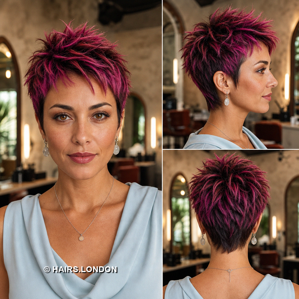 19 Burgundy Pixie Haircuts with Cherry Ribbons, Curls, and Quiffs Magenta Pointed Pixie