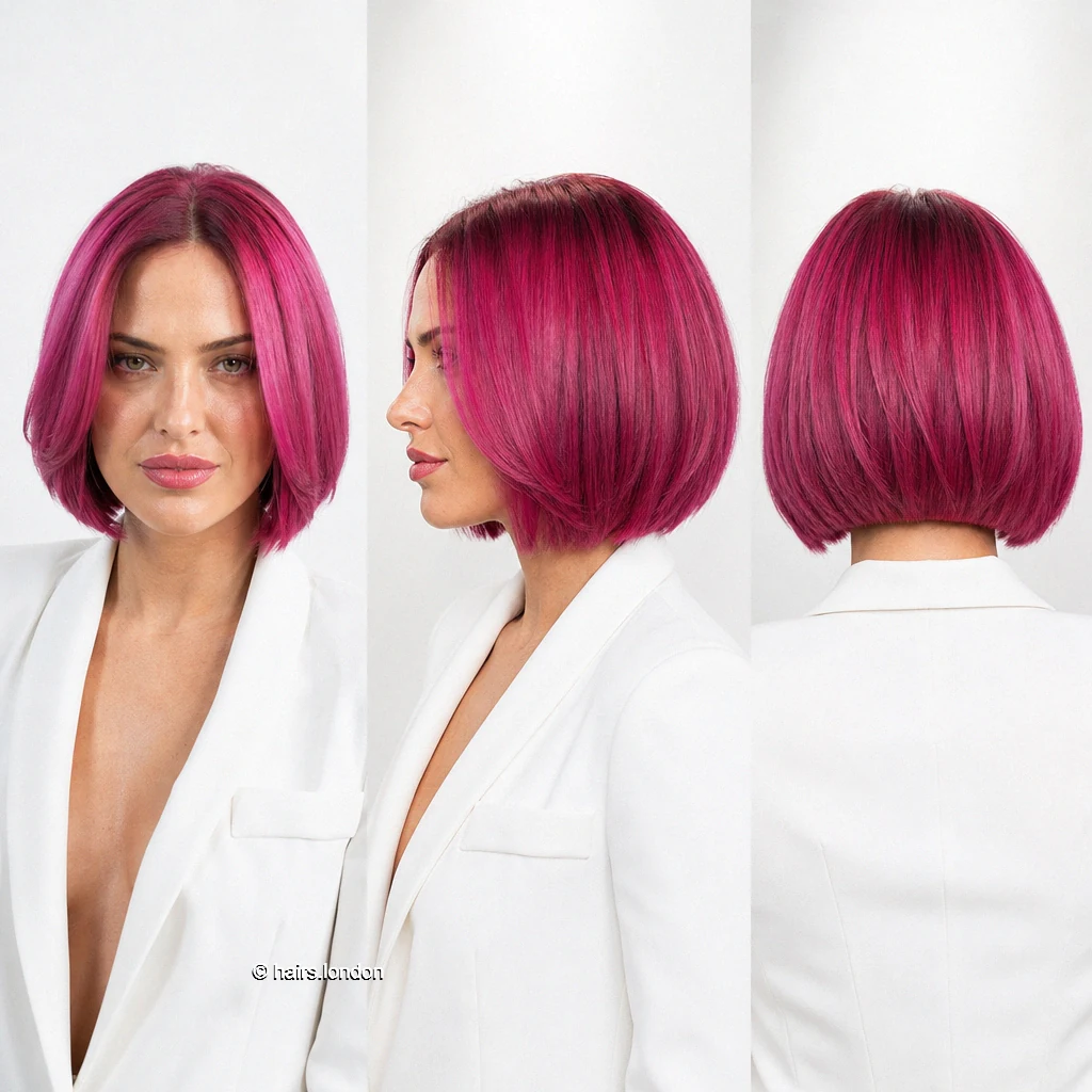 20 Pink Bob Haircuts, From Sleek Jawline Shapes to Tousled Lobs Magenta Polished Bob
