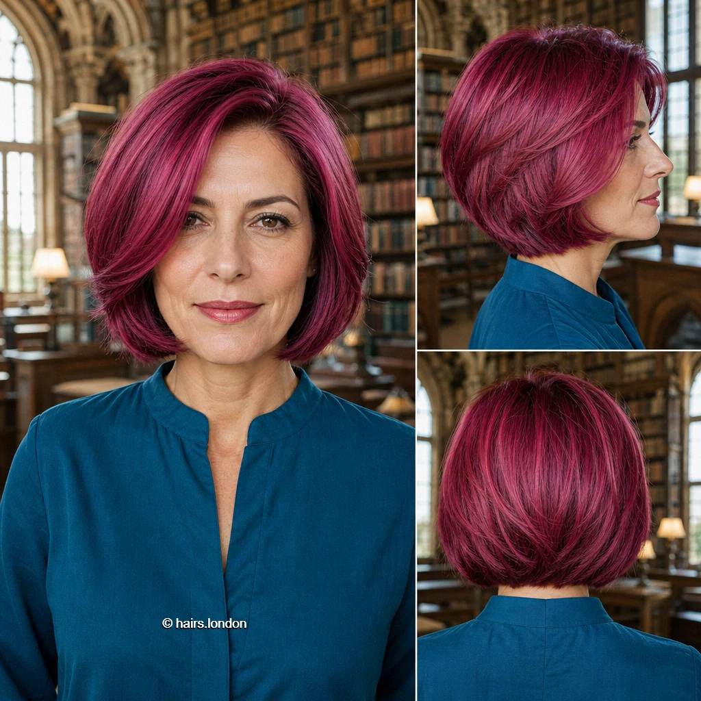 20 Magenta Bob Haircuts: Shapes from Blunt to Shaggy Magenta Rounded Bob