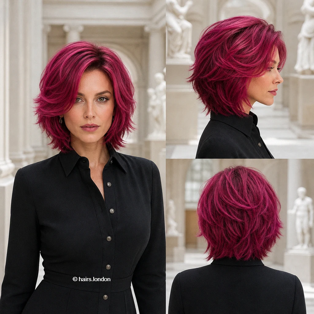 20 Colorful Bob Haircuts: Shapes, Layers and Styling Ideas Magenta Shaggy Bob