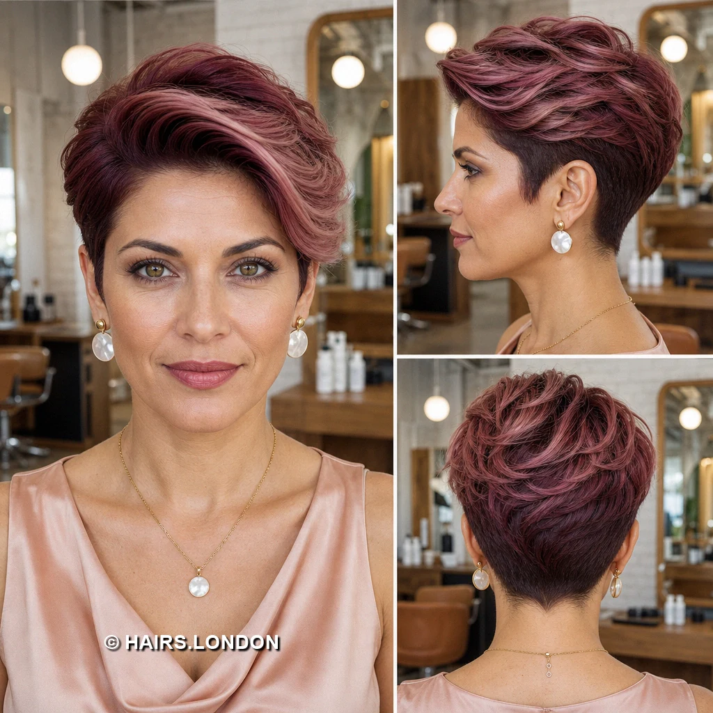 19 Burgundy and Magenta Pixie Cuts, From Soft Waves to Bold Sweeps Magenta Sweeping Pixie