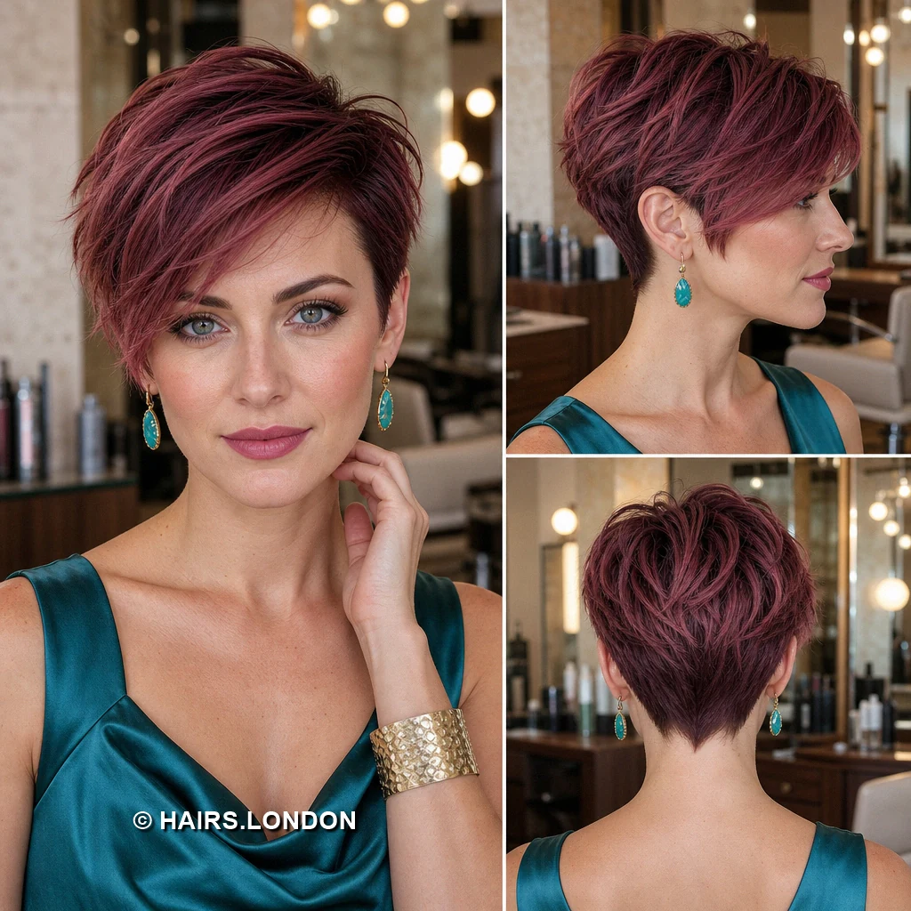 17 Purple Pixie Haircuts with Sweeping Fringes and Textured Crowns Magenta Undercut Pixie