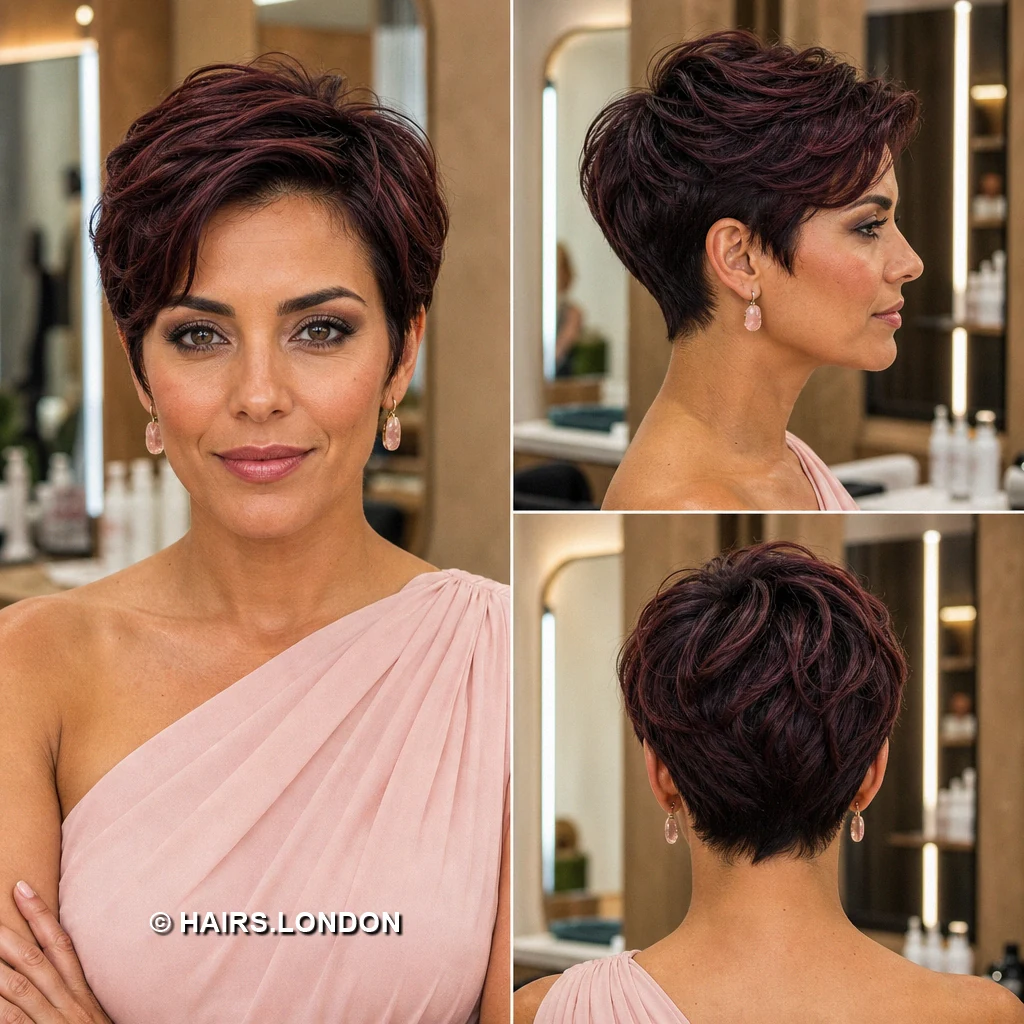 16 Burgundy Pixie Haircuts with Fringe, Texture, and Tapered Napes Magenta Wave Pixie