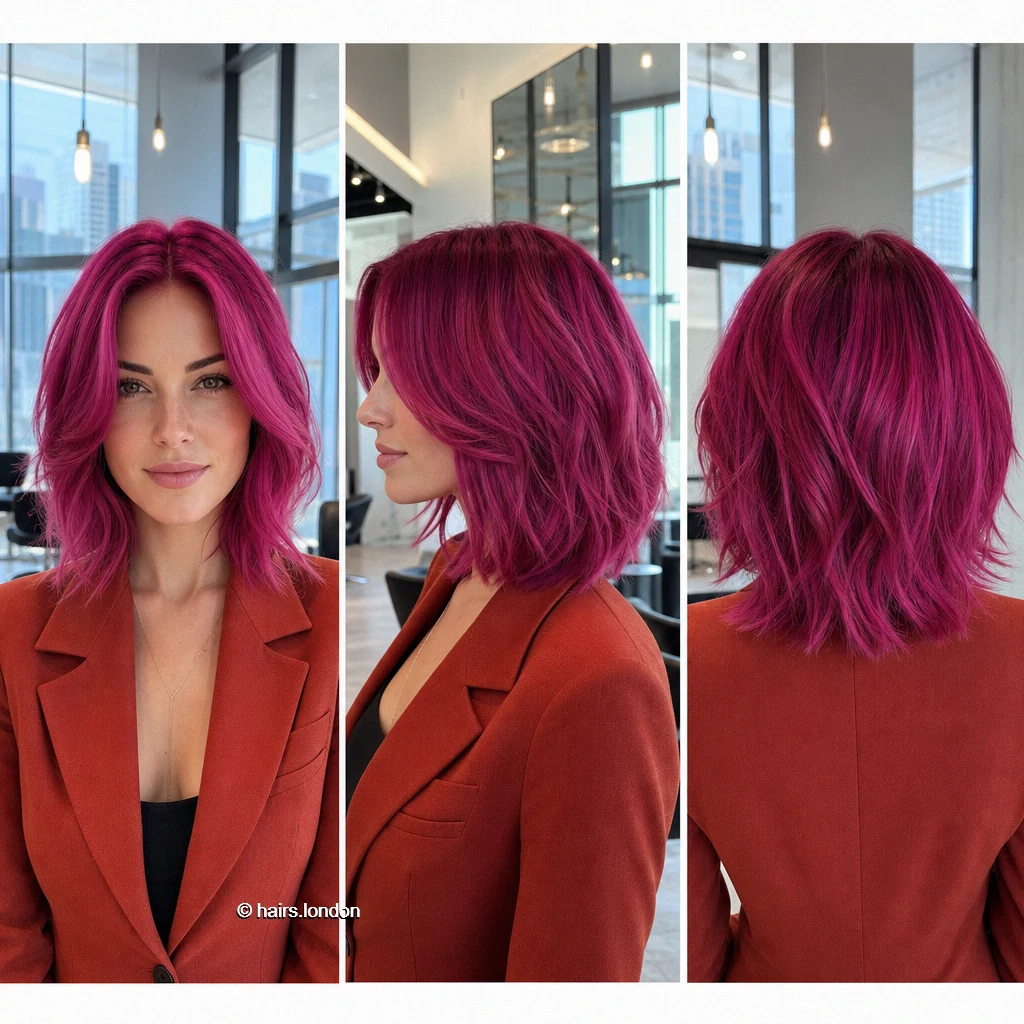 20 Pink Bob Haircuts, From Sleek Jawline Shapes to Tousled Lobs Magenta Wavy Lob