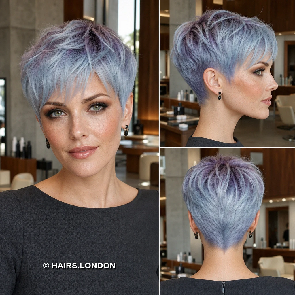 19 Pastel Pixie Haircuts With Texture, Shape, and Soft Color Mauve Draped Fringe