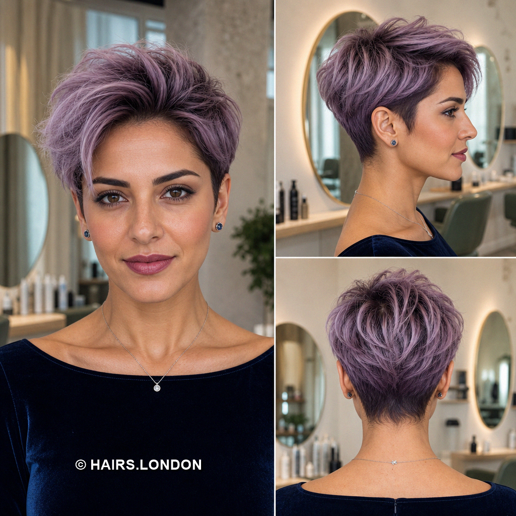 19 Purple Pixie Haircuts with Lavender Layers and Magenta Highlights Mauve Quiff Pixie