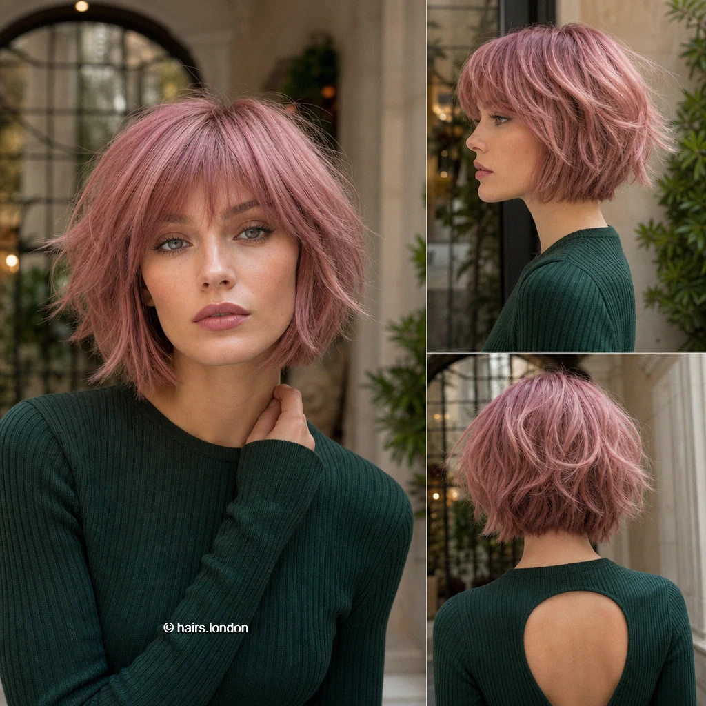 Mauve Shaggy Bob