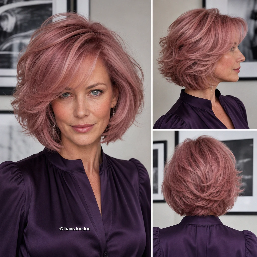20 Colorful Bob Haircuts: Shapes, Layers and Styling Ideas Mauve Swept Bob