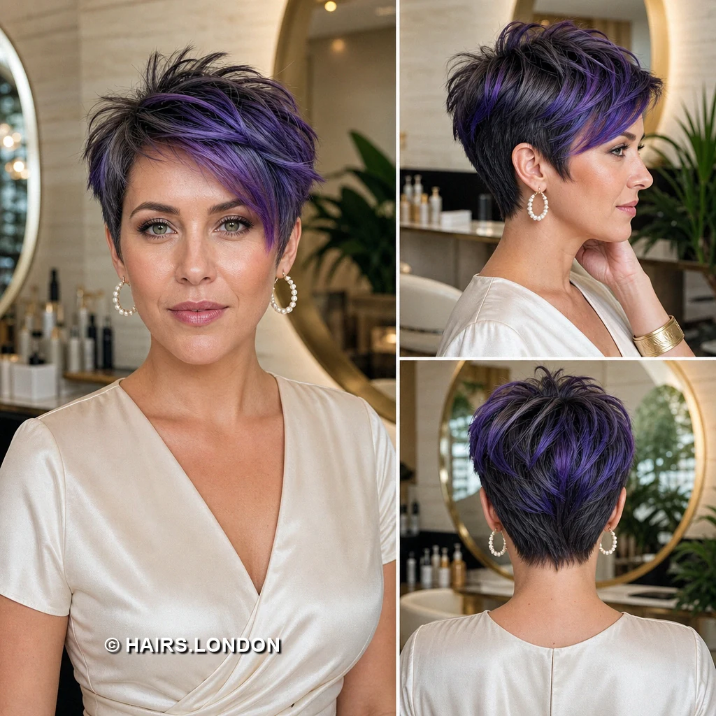Purple Pixie Haircuts: 12 Ways to Wear a Tapered Crop Mauve Swept Pixie
