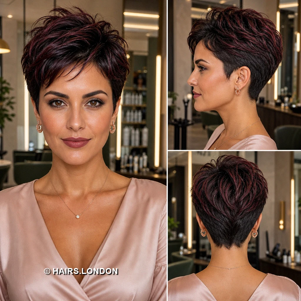 17 Burgundy Pixie Haircuts with Rich Dimension and Modern Texture merlot choppy pixie