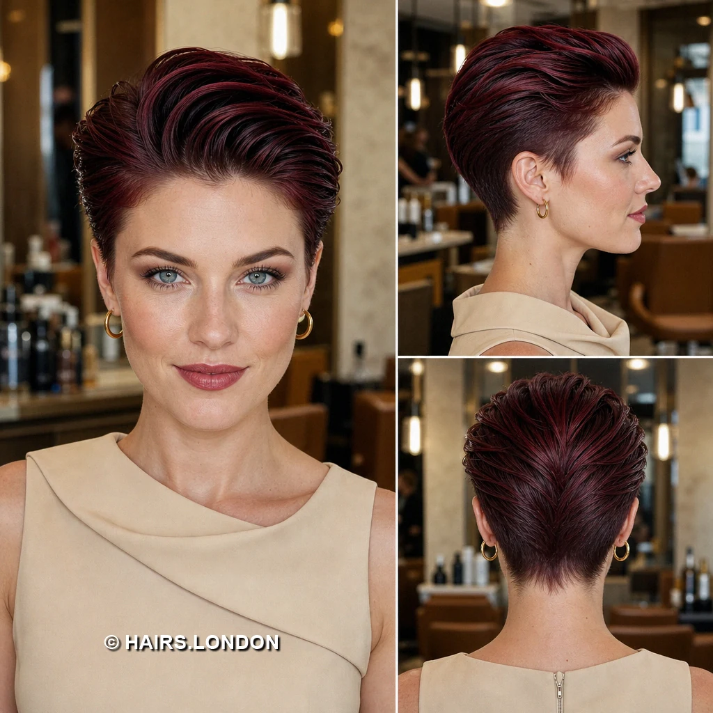 17 Burgundy Pixie Haircuts with Rich Dimension and Modern Texture merlot pompadour pixie