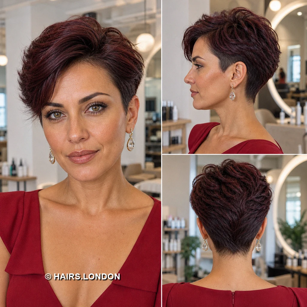 17 Burgundy Pixie Haircuts with Rich Dimension and Modern Texture merlot undercut pixie