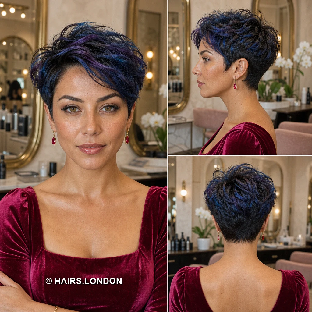 19 Blue Pixie Haircuts, From Cobalt Sweeps to Teal and Silver Layers Midnight Soft Ringlets