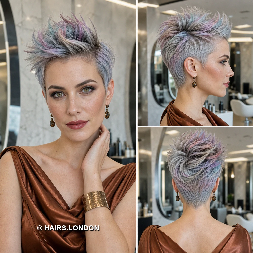 10 Textured Pixie Cuts with Highlights, from Silver to Soft Pastels Mint Draped Pixie