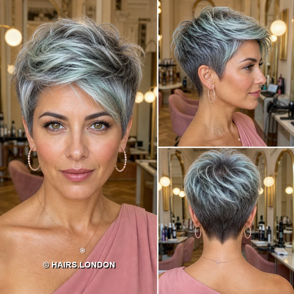 12 Pastel Pixie Cuts with Swept Fringes, Textured Crowns, and Tapered Napes Mint Rolling Pixie