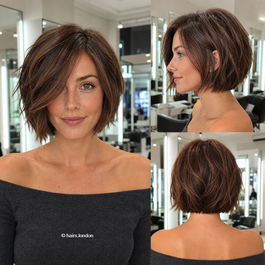 20 Brunette Bob Haircuts: Graduated Shapes and Textured Styles Mocha Brokenedge Bob