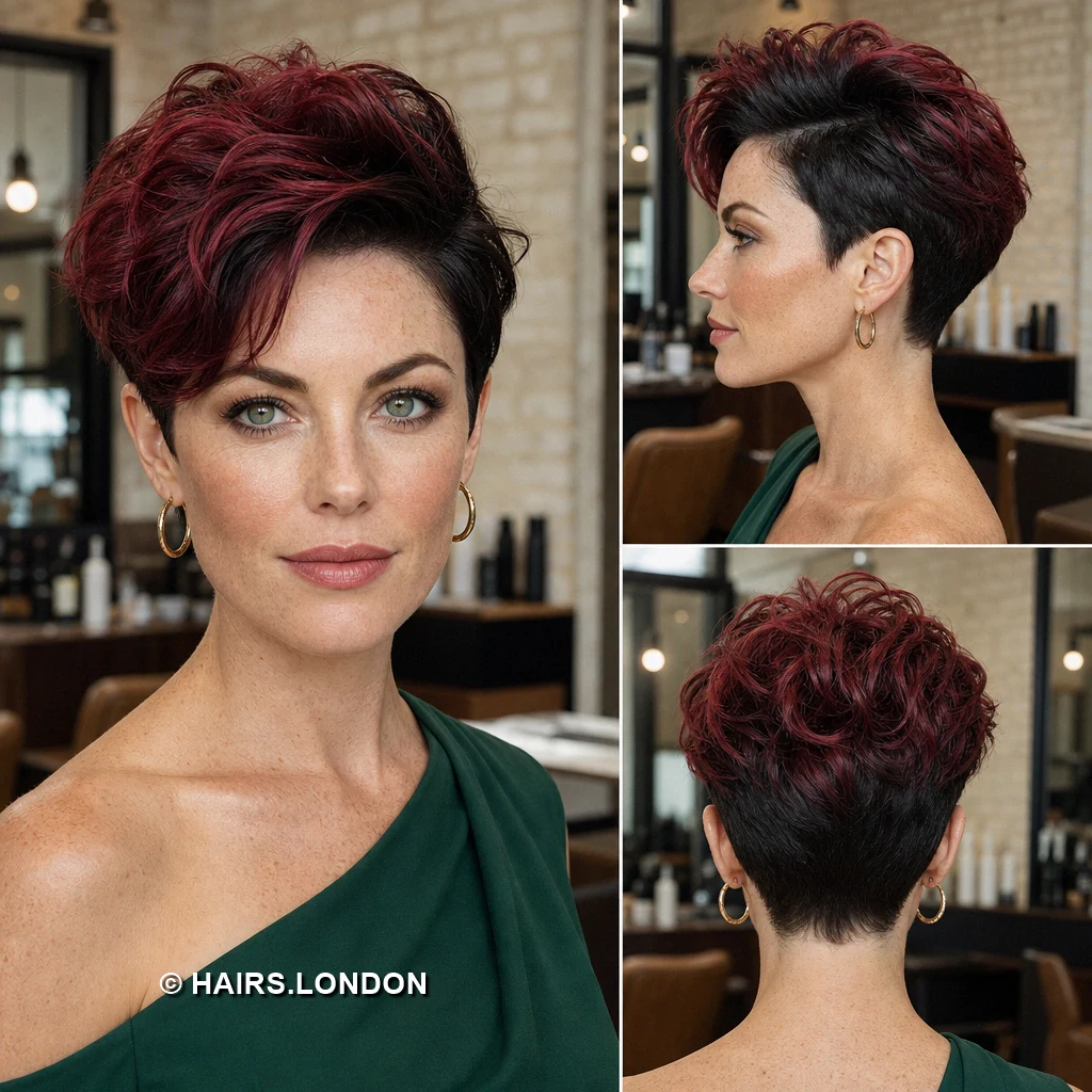 20 Burgundy Pixie Cuts, From Sleek Sweeps to Sculpted Curls Mulberry Lifted Quiff