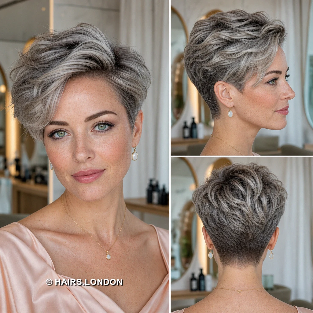 21 Silver Pixie Haircuts with Texture, Sweeping Fringes and Tapered Napes Multicolored Tousled Pixie