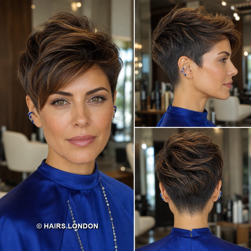 19 Textured Brunette Pixie Cuts with Swept Fringes and Tapered Napes Mushroom Waved Pixie