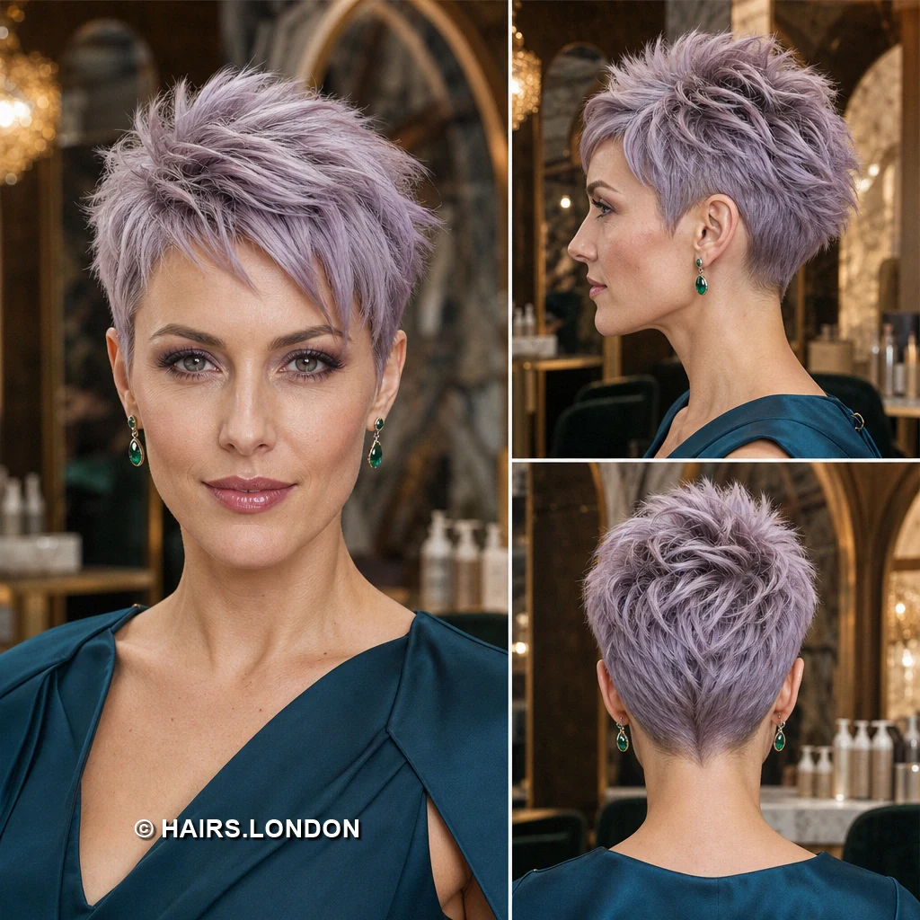 19 Pastel Pixie Haircuts With Texture, Shape, and Soft Color Mutedlilac Tousled Crop