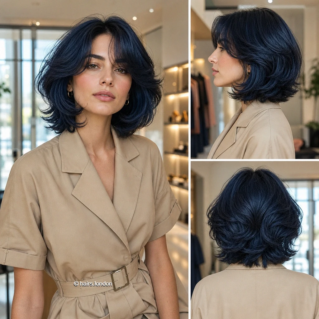 Navy Curtain Bob