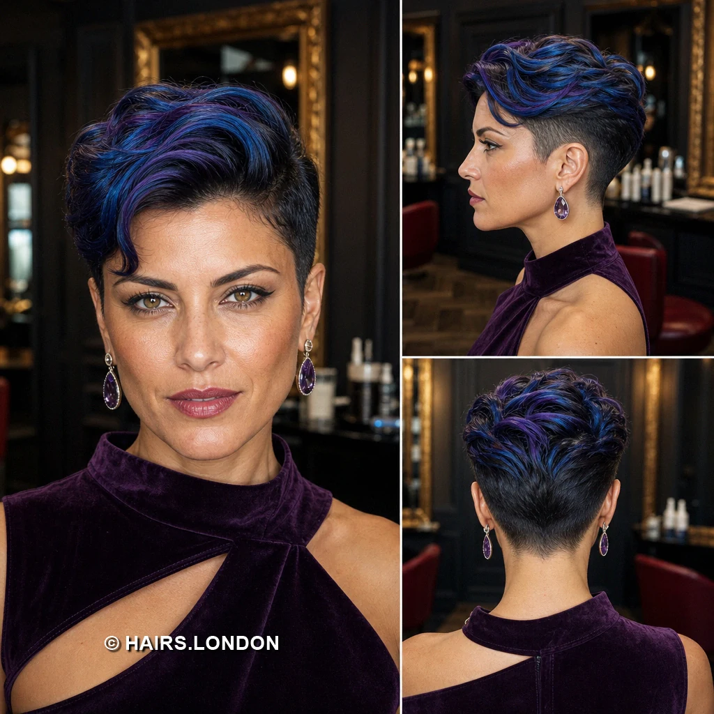 Navy Flicked Pixie