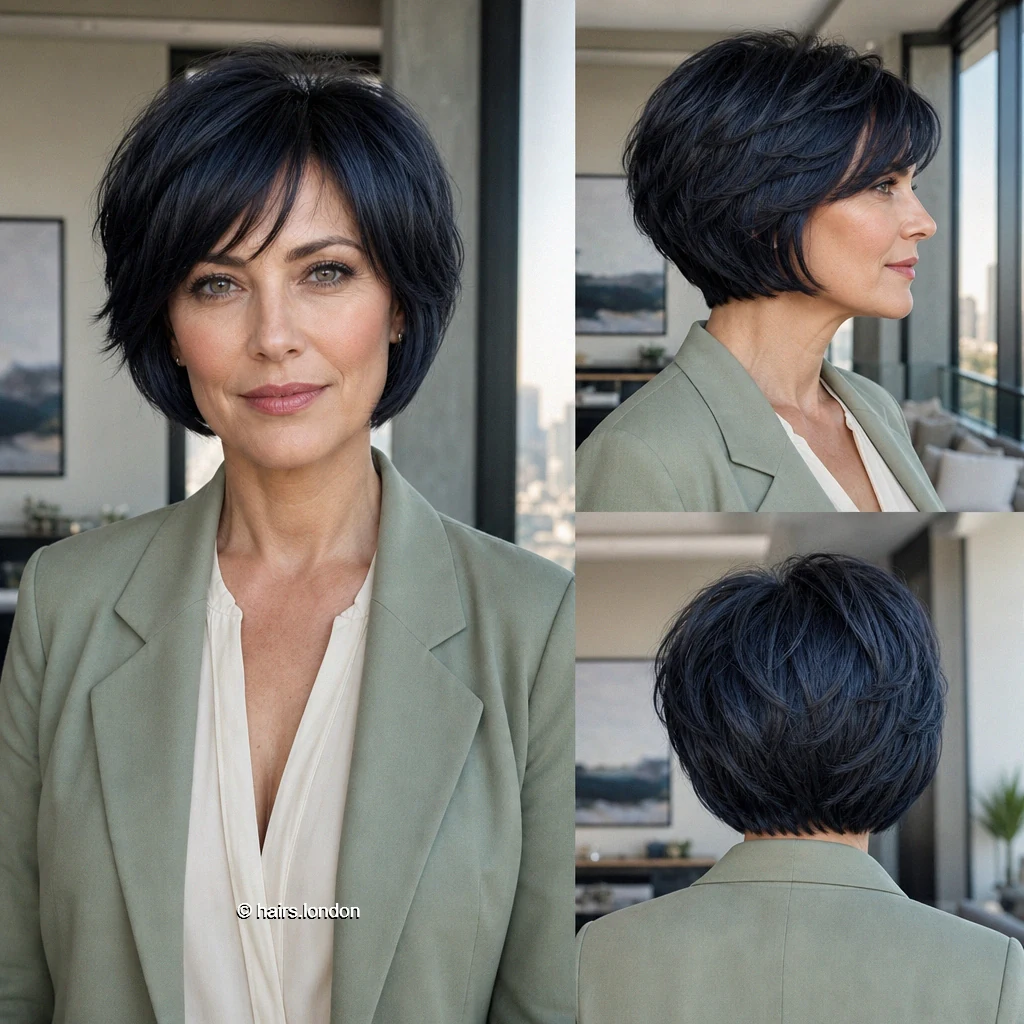 20 Blue and Green Bob Haircuts, From Sleek Angles to Tousled Layers Navy Graduated Bob