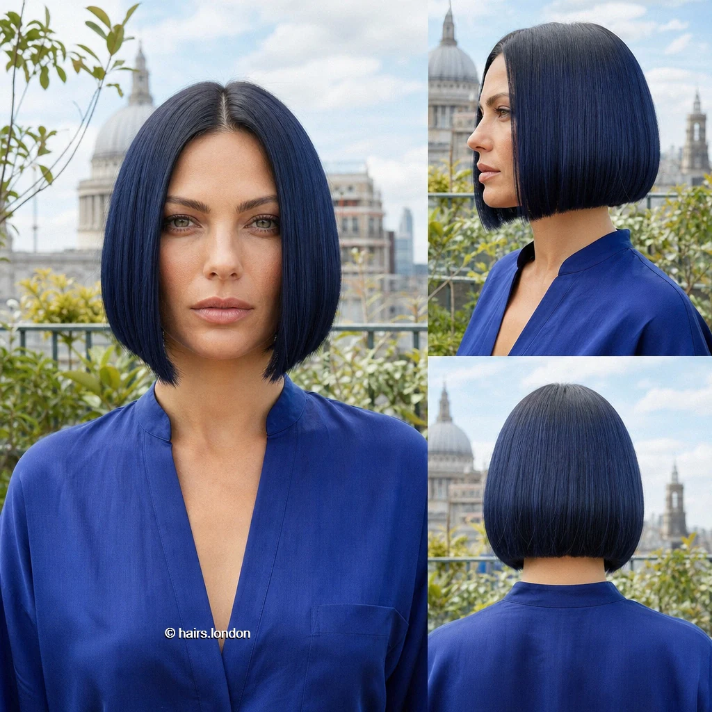 18 Blue Bob Haircuts, From Sleek Lines to Textured Layers Navy Precision Bob