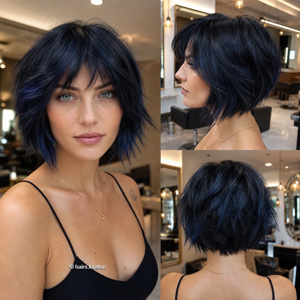 Navy Shaggy Bob
