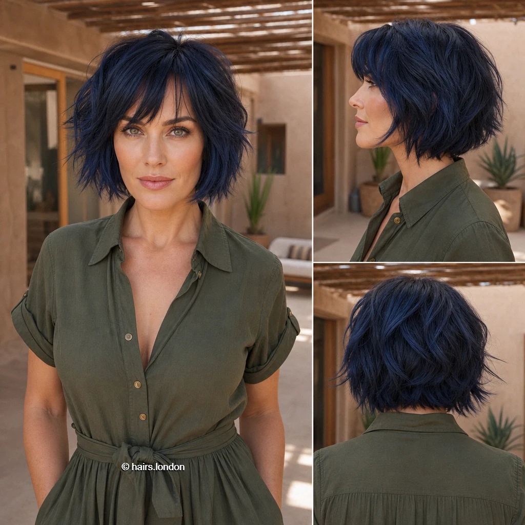 Navy Shaggy Bob