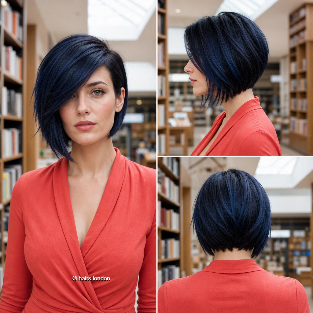 Navy Sidepart Bob