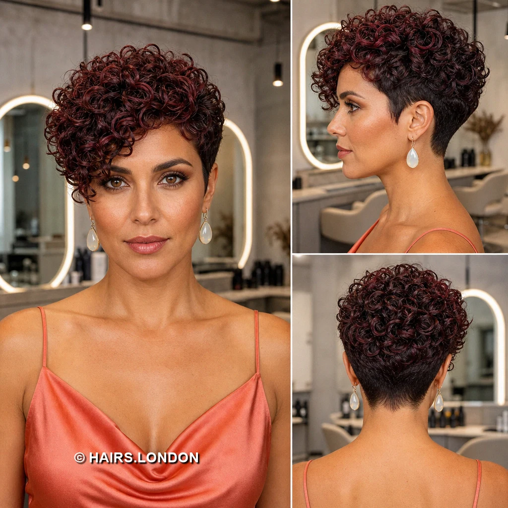 20 Burgundy Pixie Cuts, From Sleek Sweeps to Sculpted Curls Oxblood Curly Pixie